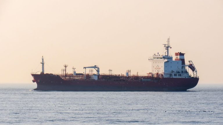 Floating tanker in Liverpool, United Kingdom